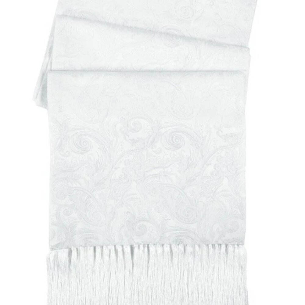 White Tapestry Silk Tuxedo Scarf